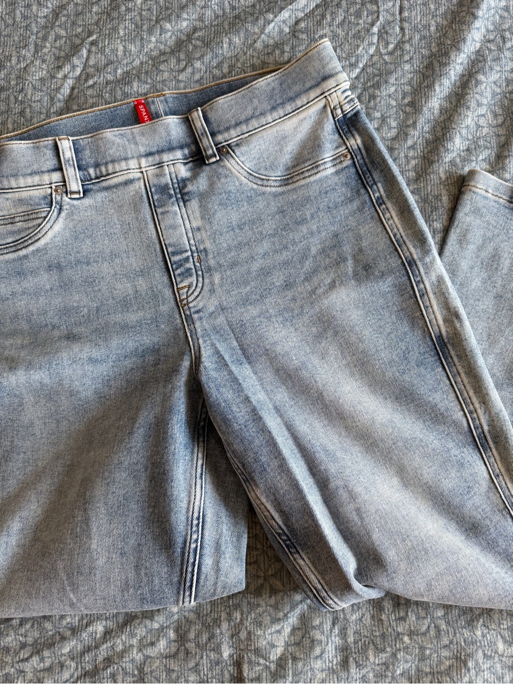 SPANX Light Blue Acid Kick Crop Ankle Jeans